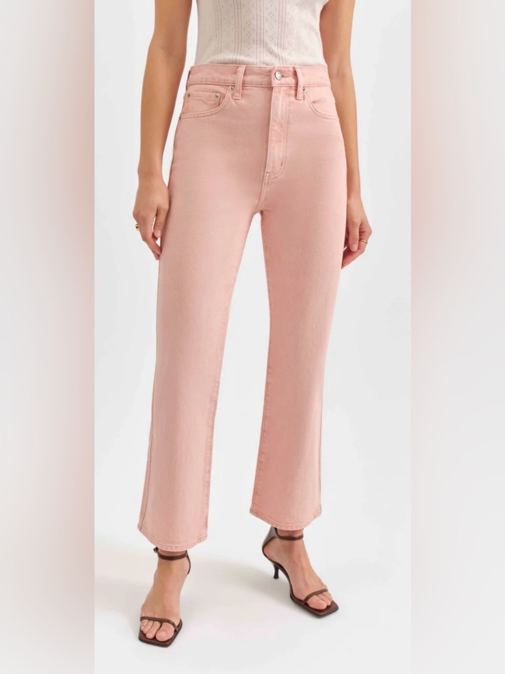 Daze Denim High-Rise cropped flare Jeans in Rosewater